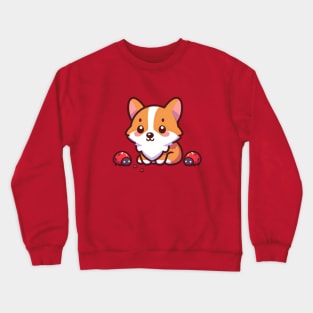 Cute Corgi with Ladybugs Crewneck Sweatshirt